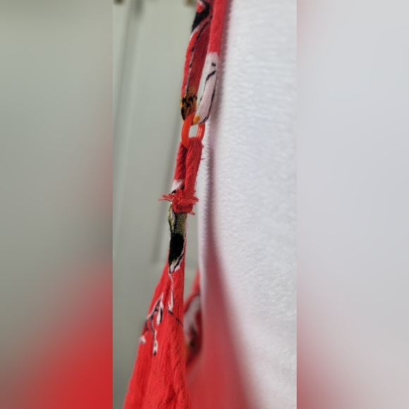 Patrons Of Peace Cropped Tank Women's L Red w/ White Floral Center Cinched Flowy - Picture 6 of 12